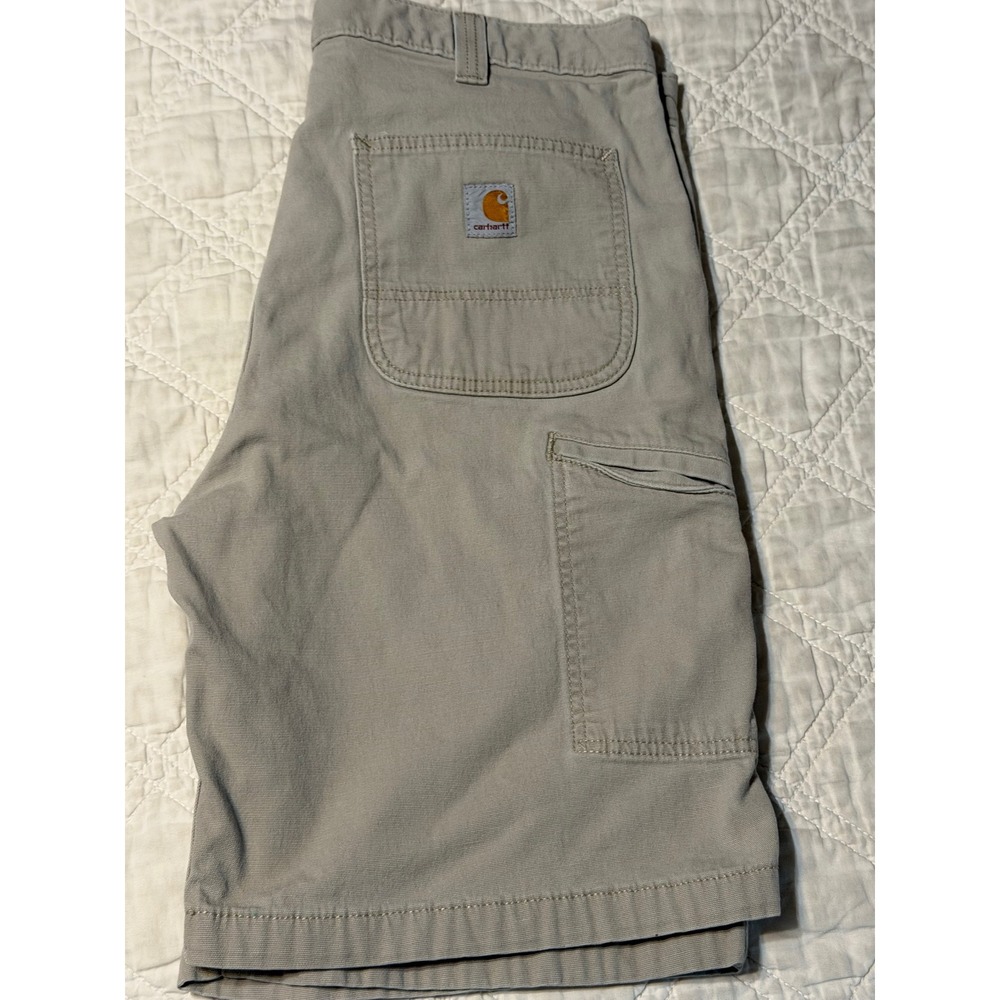 Carhartt Rigby Dungaree Shorts Mens 34 Tan Relaxed Fit Canvas Carpenter Work